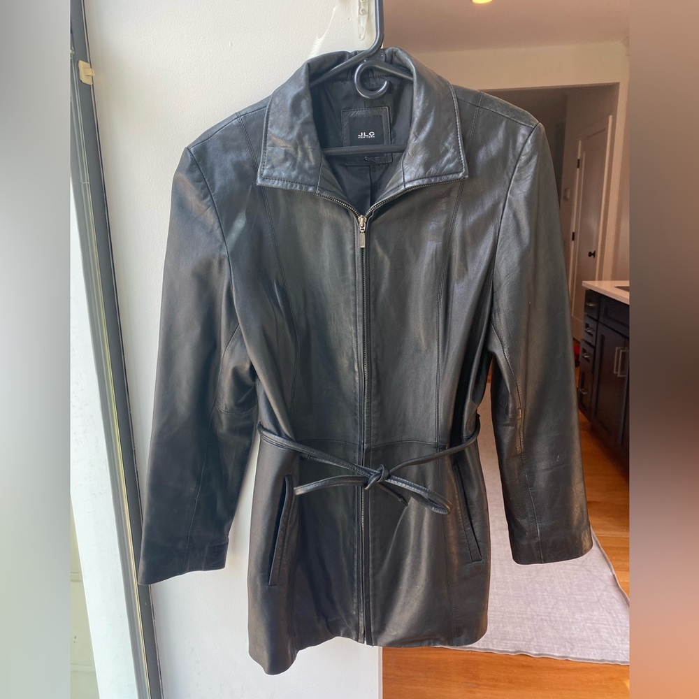 Leather jacket with ties